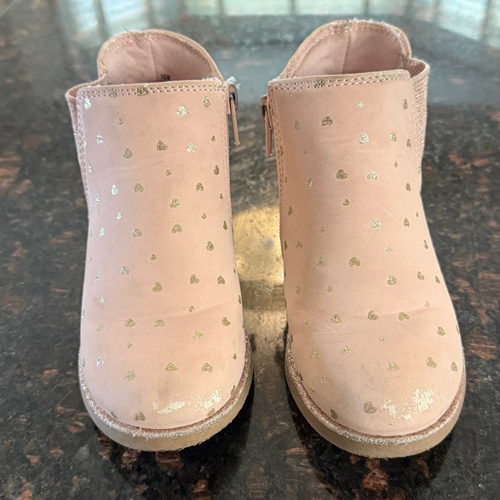 Tucker & Tate Pink Ankle Boots with Gold Accents, Size 10